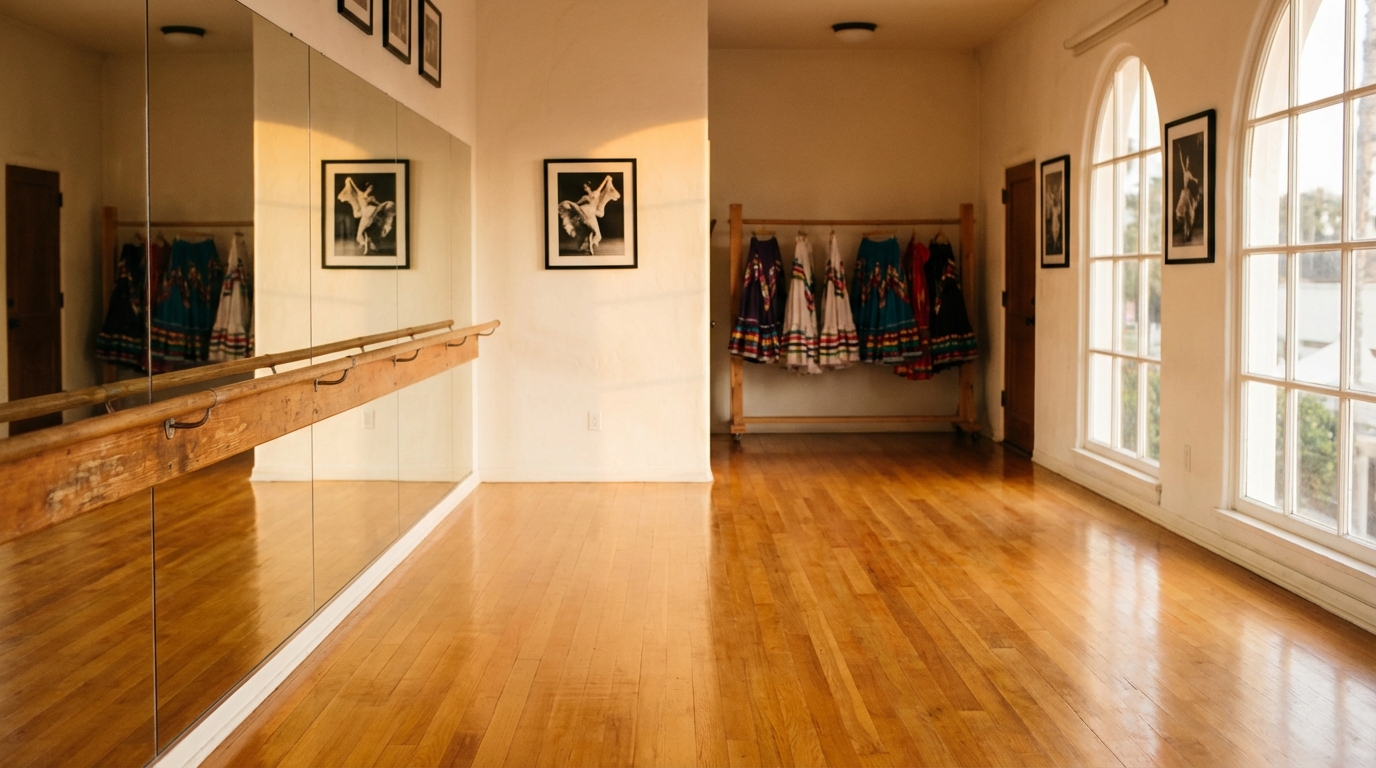 A coastal California storefront at golden hour with warm interior glow